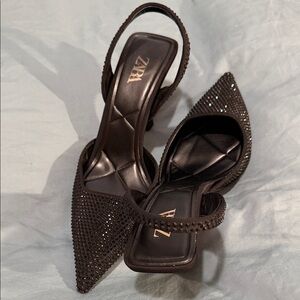 Zara Sparkling Black Heels